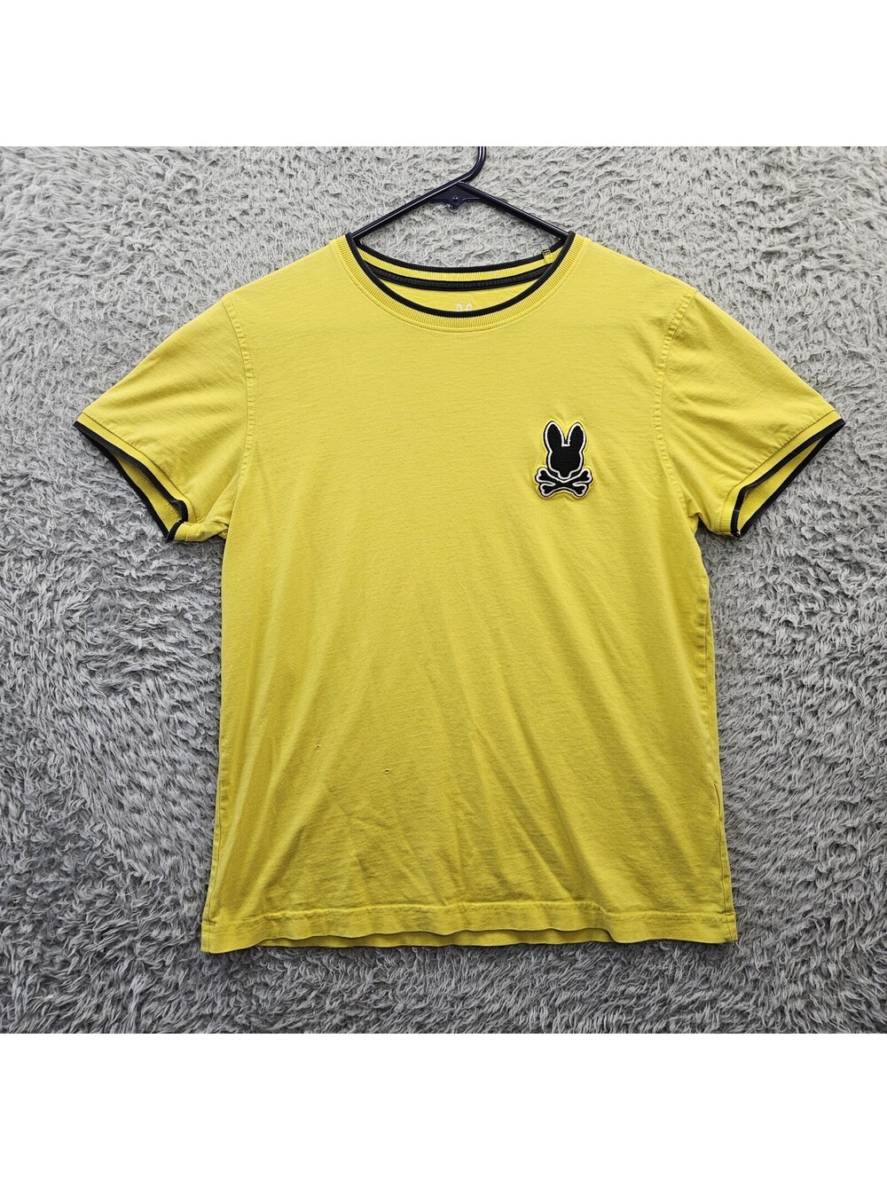 Psycho Bunny Embroidered Logo T Shirt Yellow 2 (Fits like Medium) *Hole